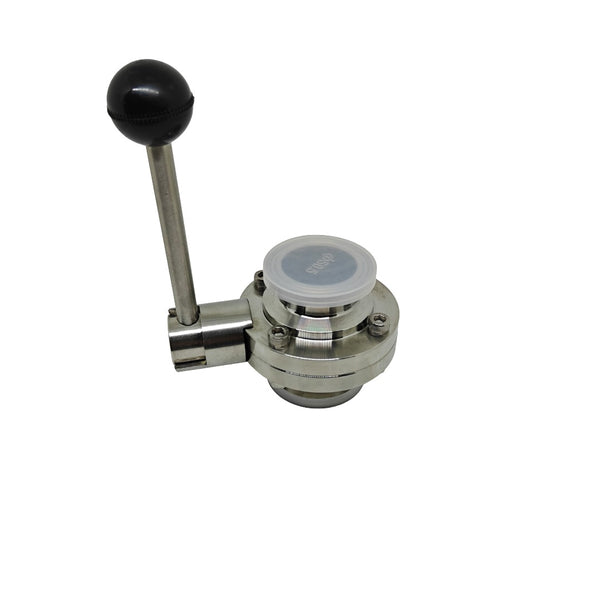 3 krypčių Tri Clamp 1.5"  drugelio vožtuvas su trigerio rankena (droselinė sklendė)